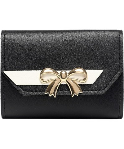 Purse Wallet Combo For Women Fashion ID Short Wallet Hit Color Women Bow Tie Hasp Purse Multiple Card Slots Clutch Black $7.5...