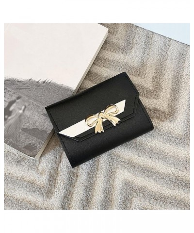 Purse Wallet Combo For Women Fashion ID Short Wallet Hit Color Women Bow Tie Hasp Purse Multiple Card Slots Clutch Black $7.5...