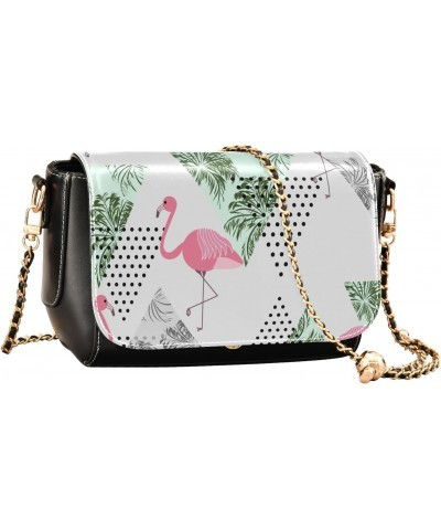 Palm Leaves Flamingos Crossbody Bags for Women Leather Purse Handbag Shoulder Bag for Daily Work Gifts $23.59 Shoulder Bags