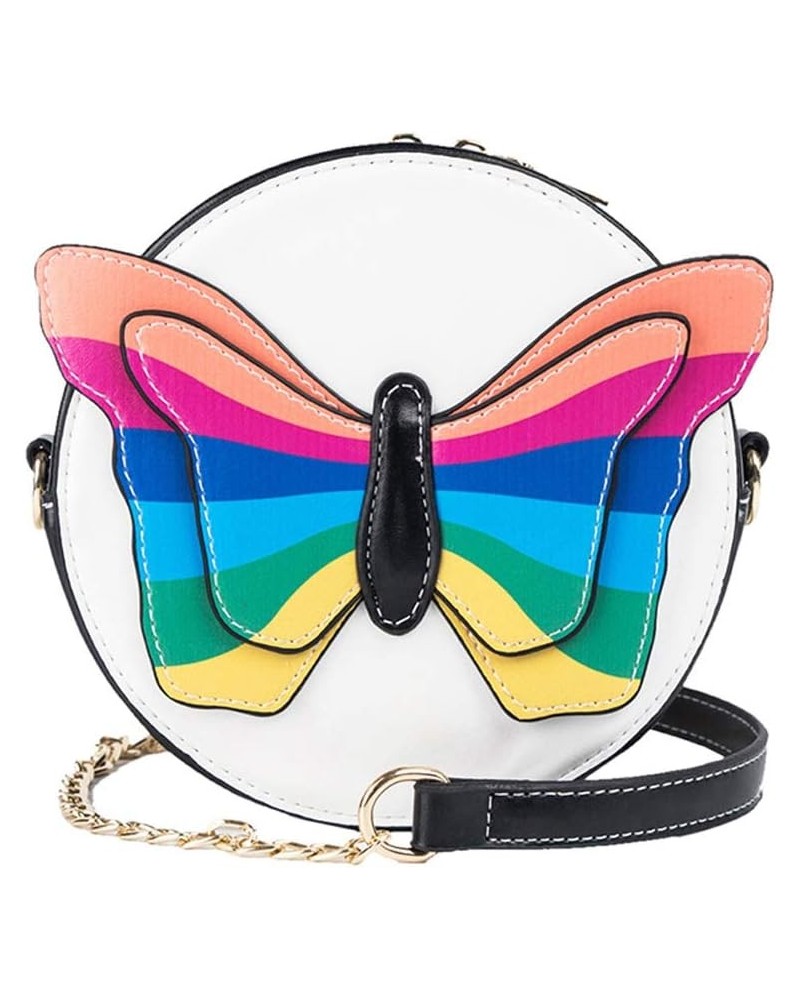 Colorful Butterfly Decoration Purse Crossbody Bolsa Bag Tote Black $23.19 Crossbody Bags