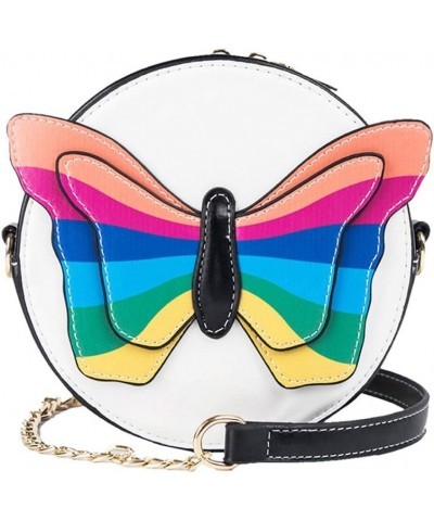 Colorful Butterfly Decoration Purse Crossbody Bolsa Bag Tote Black $23.19 Crossbody Bags