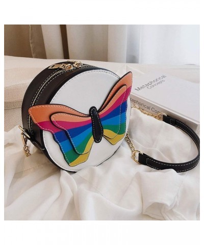 Colorful Butterfly Decoration Purse Crossbody Bolsa Bag Tote Black $23.19 Crossbody Bags