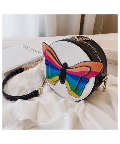 Colorful Butterfly Decoration Purse Crossbody Bolsa Bag Tote Black $23.19 Crossbody Bags