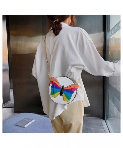 Colorful Butterfly Decoration Purse Crossbody Bolsa Bag Tote Black $23.19 Crossbody Bags