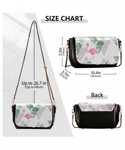 Palm Leaves Flamingos Crossbody Bags for Women Leather Purse Handbag Shoulder Bag for Daily Work Gifts $23.59 Shoulder Bags