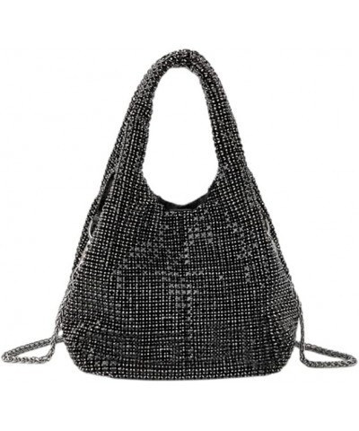 Women Glitter Rhinestone Handbag Bling Shoulder Bag Crossbody Bag Evening Party Prom Banquet Purse A-black $14.55 Hobo Bags