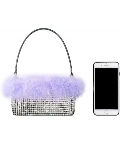 Women's Rhinestone Clutch Bag Elegant Feather Purse Bling Crystal Handbag for Wedding Party Bridal Lilac $24.77 Evening Bags