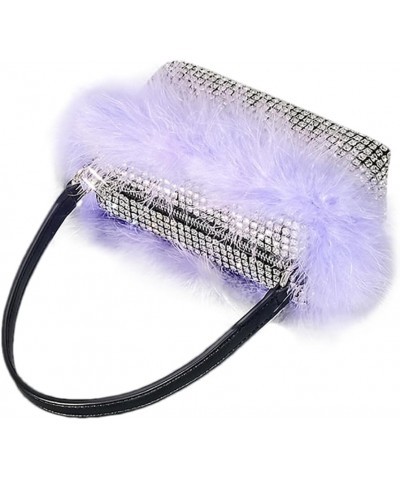 Women's Rhinestone Clutch Bag Elegant Feather Purse Bling Crystal Handbag for Wedding Party Bridal Lilac $24.77 Evening Bags