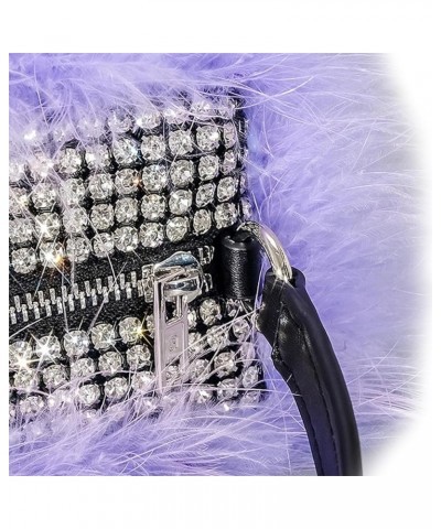 Women's Rhinestone Clutch Bag Elegant Feather Purse Bling Crystal Handbag for Wedding Party Bridal Lilac $24.77 Evening Bags