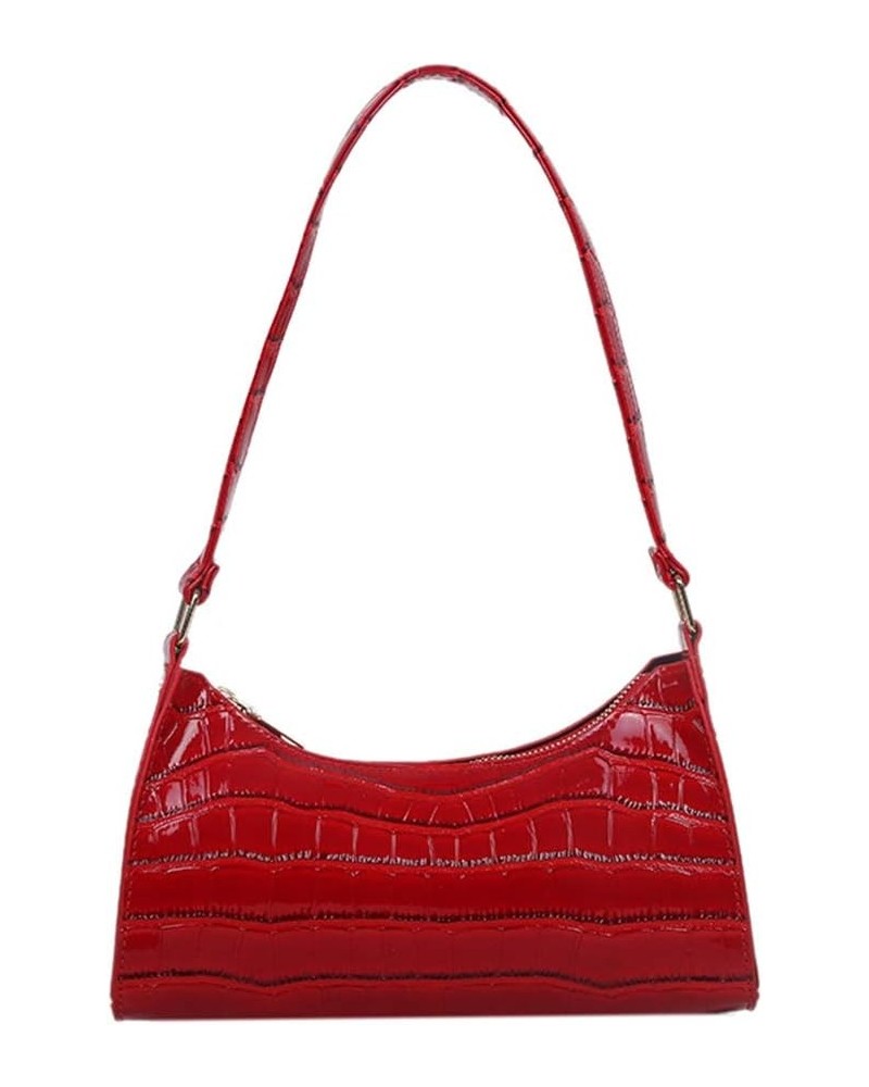 Fashion Women Shopping Handbags Alligator Pattern Shopping Shoulder Bags Casual Zipper for Daily Shopping Leisure Red $7.41 S...