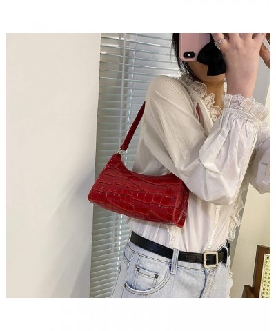 Fashion Women Shopping Handbags Alligator Pattern Shopping Shoulder Bags Casual Zipper for Daily Shopping Leisure Red $7.41 S...