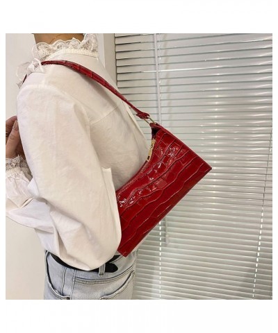 Fashion Women Shopping Handbags Alligator Pattern Shopping Shoulder Bags Casual Zipper for Daily Shopping Leisure Red $7.41 S...