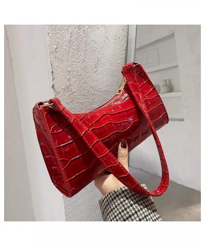 Fashion Women Shopping Handbags Alligator Pattern Shopping Shoulder Bags Casual Zipper for Daily Shopping Leisure Red $7.41 S...