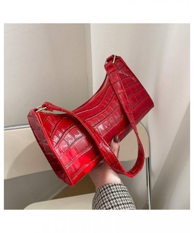 Fashion Women Shopping Handbags Alligator Pattern Shopping Shoulder Bags Casual Zipper for Daily Shopping Leisure Red $7.41 S...