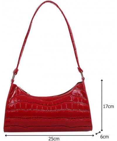 Fashion Women Shopping Handbags Alligator Pattern Shopping Shoulder Bags Casual Zipper for Daily Shopping Leisure Red $7.41 S...