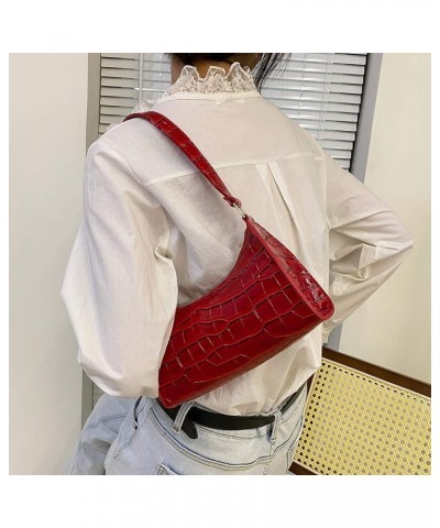 Fashion Women Shopping Handbags Alligator Pattern Shopping Shoulder Bags Casual Zipper for Daily Shopping Leisure Red $7.41 S...