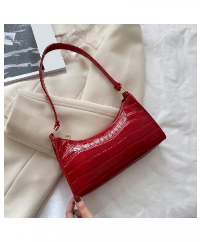 Fashion Women Shopping Handbags Alligator Pattern Shopping Shoulder Bags Casual Zipper for Daily Shopping Leisure Red $7.41 S...