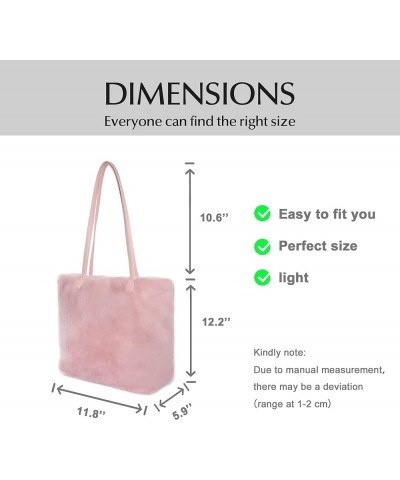 Tote Bag Faux Fur Purses for Women Plush Handbag Fuzzy Shoulder Bag Big Capacity Black Purse for women's Girls Pink 5 $15.92 ...