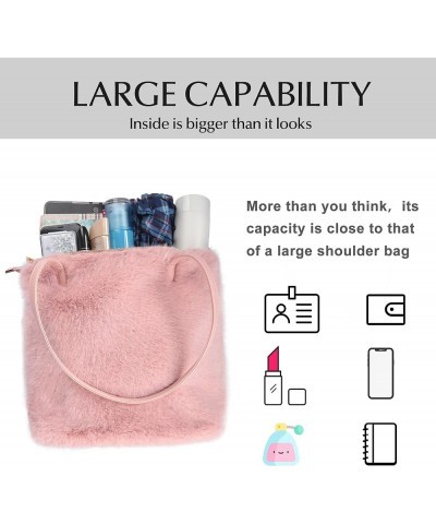 Tote Bag Faux Fur Purses for Women Plush Handbag Fuzzy Shoulder Bag Big Capacity Black Purse for women's Girls Pink 5 $15.92 ...