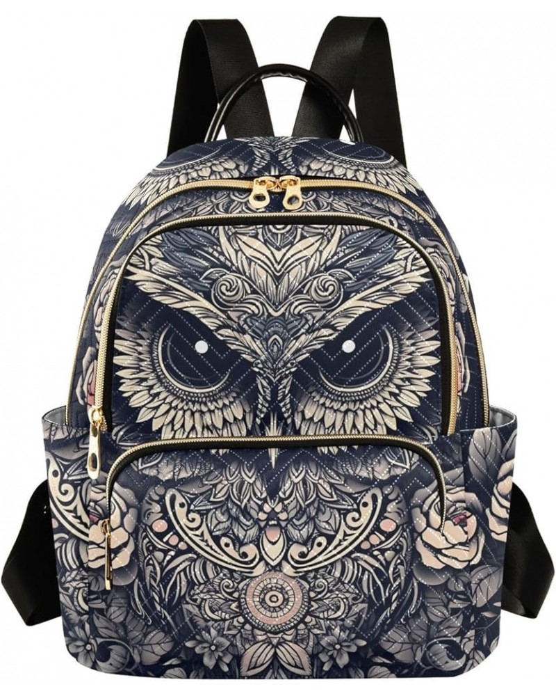 Small Fashion Backpack for Women Art Owl Portrait Print Ladies Travel Daypack Aesthetic Shoulder Bag 10.2×5.1×12.5 IN $16.31 ...