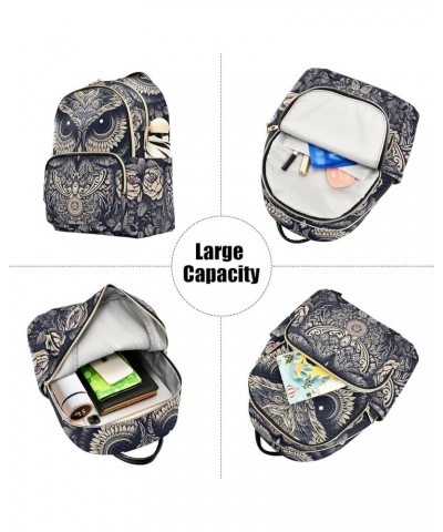 Small Fashion Backpack for Women Art Owl Portrait Print Ladies Travel Daypack Aesthetic Shoulder Bag 10.2×5.1×12.5 IN $16.31 ...