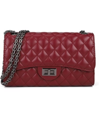 Quilted Crossbody Bags for Women Leather Ladies Shoulder Purses with Chain Strap Stylish Clutch Purse Red $13.05 Shoulder Bags