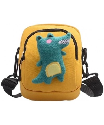 Cute Kawaii Multi Colored Dinosaur Shaped Off Shoulder Mini Crossbody Aesthetic Bag for Women Girls Yellow $12.75 Shoulder Bags