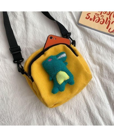 Cute Kawaii Multi Colored Dinosaur Shaped Off Shoulder Mini Crossbody Aesthetic Bag for Women Girls Yellow $12.75 Shoulder Bags