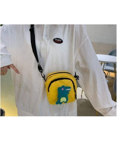 Cute Kawaii Multi Colored Dinosaur Shaped Off Shoulder Mini Crossbody Aesthetic Bag for Women Girls Yellow $12.75 Shoulder Bags