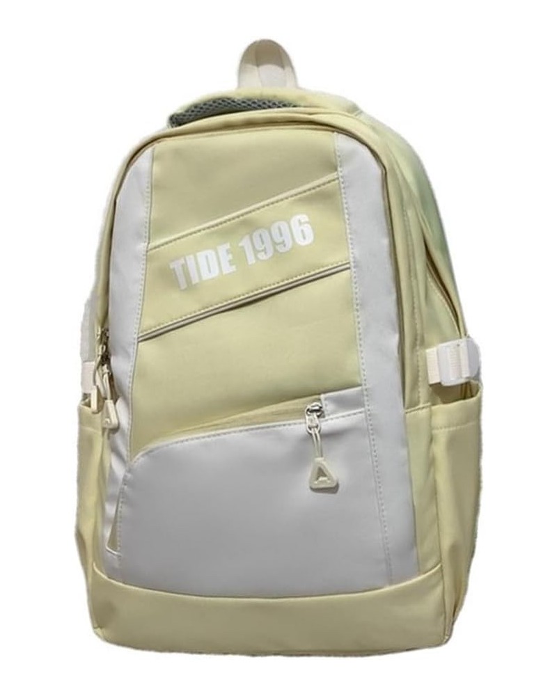 The retro large-capacity backpack trend goes with everything backpack for men and women (Black) Yellow $20.59 Backpacks