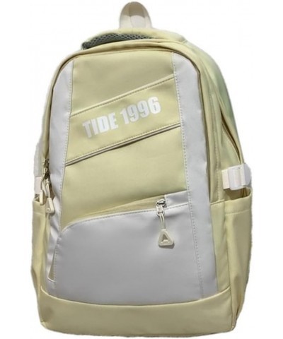 The retro large-capacity backpack trend goes with everything backpack for men and women (Black) Yellow $20.59 Backpacks