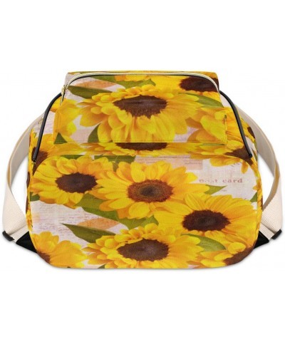 Vintage Sunflower Mini Backpack Purse for Women, Yellow Floral Small Backpack Leather Casual Daypacks Ladies Shoulder Bags $2...