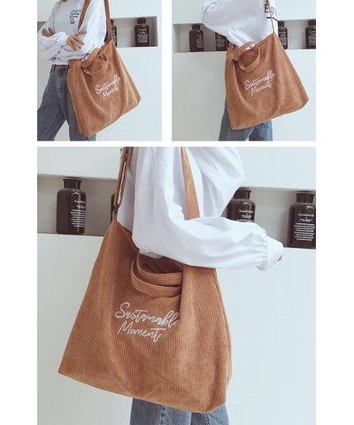 Women Corduroy Totes Bag Canvas Shoulder Handbags Hobo Crossbody Purse Shopping Bag Dark Green $12.14 Totes