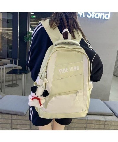 The retro large-capacity backpack trend goes with everything backpack for men and women (Black) Yellow $20.59 Backpacks