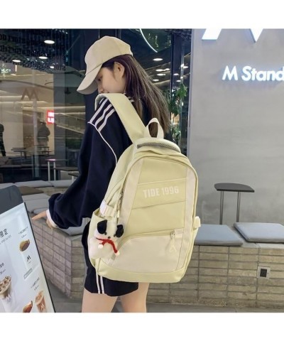 The retro large-capacity backpack trend goes with everything backpack for men and women (Black) Yellow $20.59 Backpacks