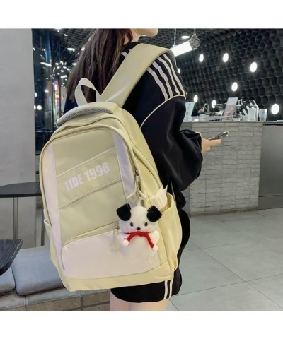 The retro large-capacity backpack trend goes with everything backpack for men and women (Black) Yellow $20.59 Backpacks