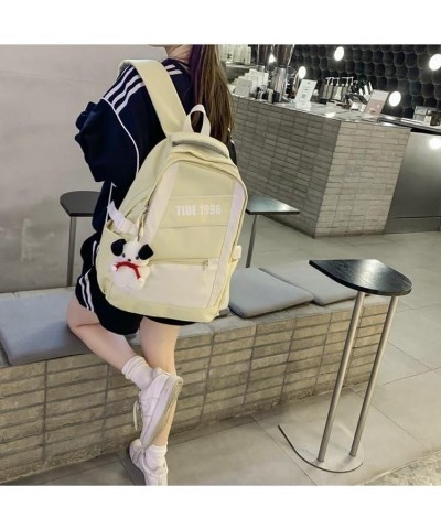 The retro large-capacity backpack trend goes with everything backpack for men and women (Black) Yellow $20.59 Backpacks