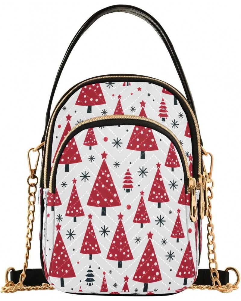 Crossbody Bags Crossbody Purse Chest Bag Red Green Trees for Women Trendy $10.80 Crossbody Bags