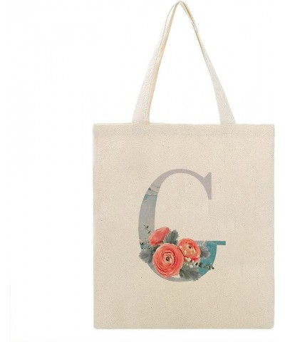 Red Watercolor Floral Marble Monogram Alphabet Letter Initial R Canvas Tote Bag with Handle Cute Book Bag Shopping Shoulder B...