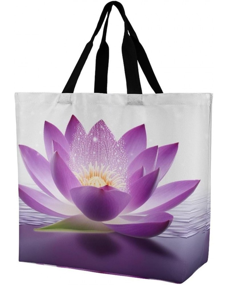 Shoulder Bag Casual Work Bag for Women Lotus Flower Purple Large Capacity Bags for Shopping,Travel Beach Gym $9.22 Totes