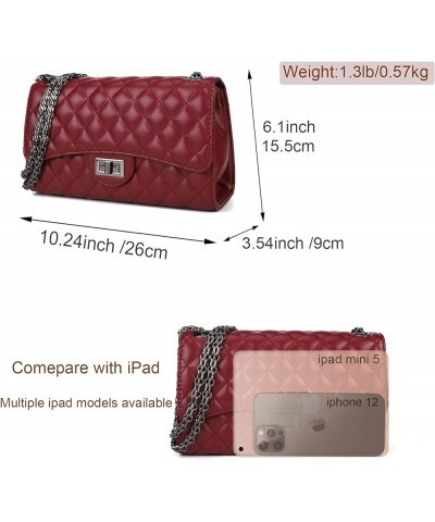 Quilted Crossbody Bags for Women Leather Ladies Shoulder Purses with Chain Strap Stylish Clutch Purse Red $13.05 Shoulder Bags