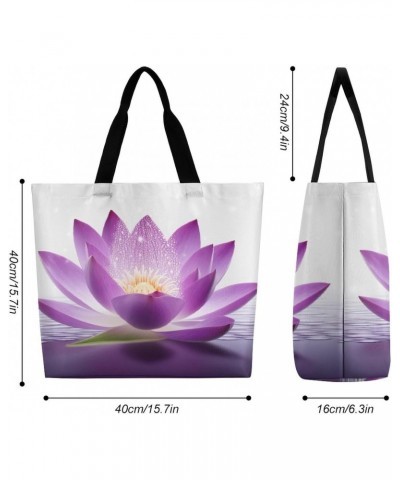 Shoulder Bag Casual Work Bag for Women Lotus Flower Purple Large Capacity Bags for Shopping,Travel Beach Gym $9.22 Totes