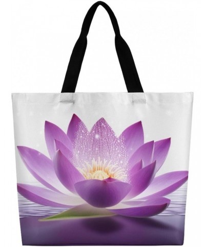 Shoulder Bag Casual Work Bag for Women Lotus Flower Purple Large Capacity Bags for Shopping,Travel Beach Gym $9.22 Totes