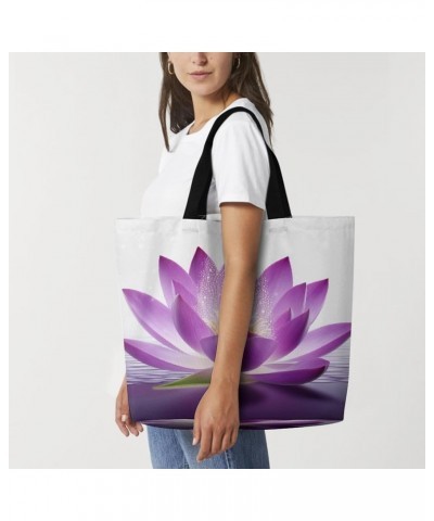 Shoulder Bag Casual Work Bag for Women Lotus Flower Purple Large Capacity Bags for Shopping,Travel Beach Gym $9.22 Totes