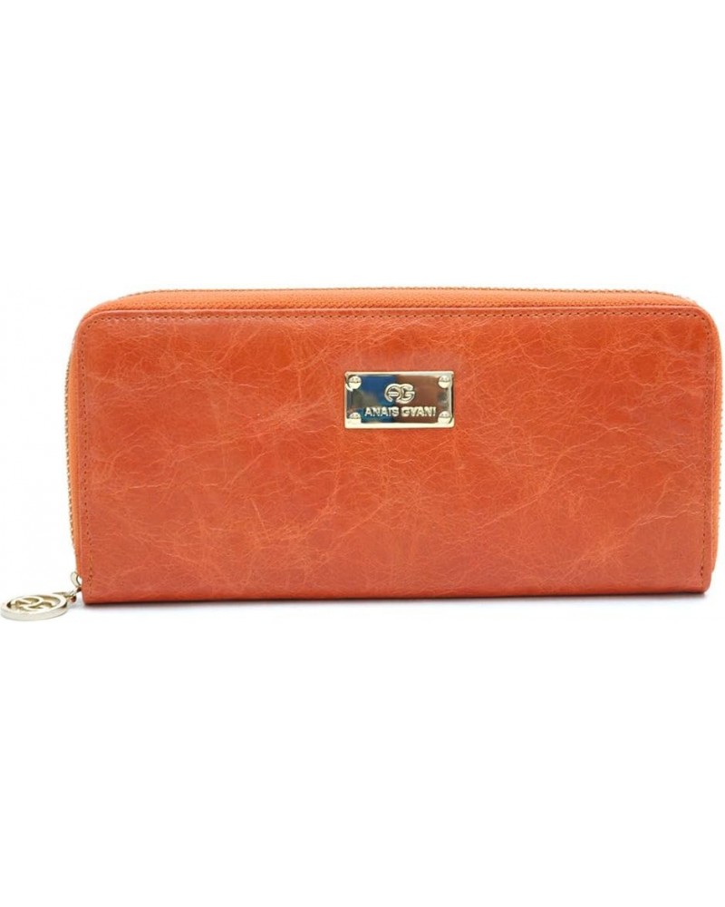 By Dasein Smooth Genuine Leather Zip-Around Wallet (E001 Coffee) E001 Orange $10.50 Wallets