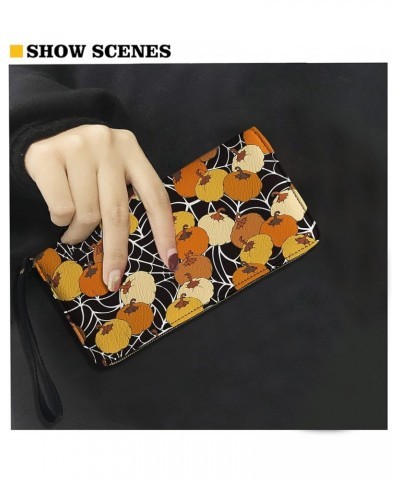 Classic Exquisite Floral Wallets for Women PU Leather Zipper Long Purse Clutch with 4 Slot and Sturdy Hand Strap Autumn Maple...