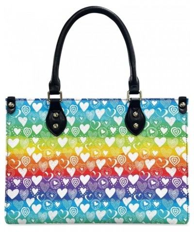 Fashion Design Women PU Leather Shoulder Tote Bag Top Handle Satchel Handbags Rainbow Love $29.14 Totes