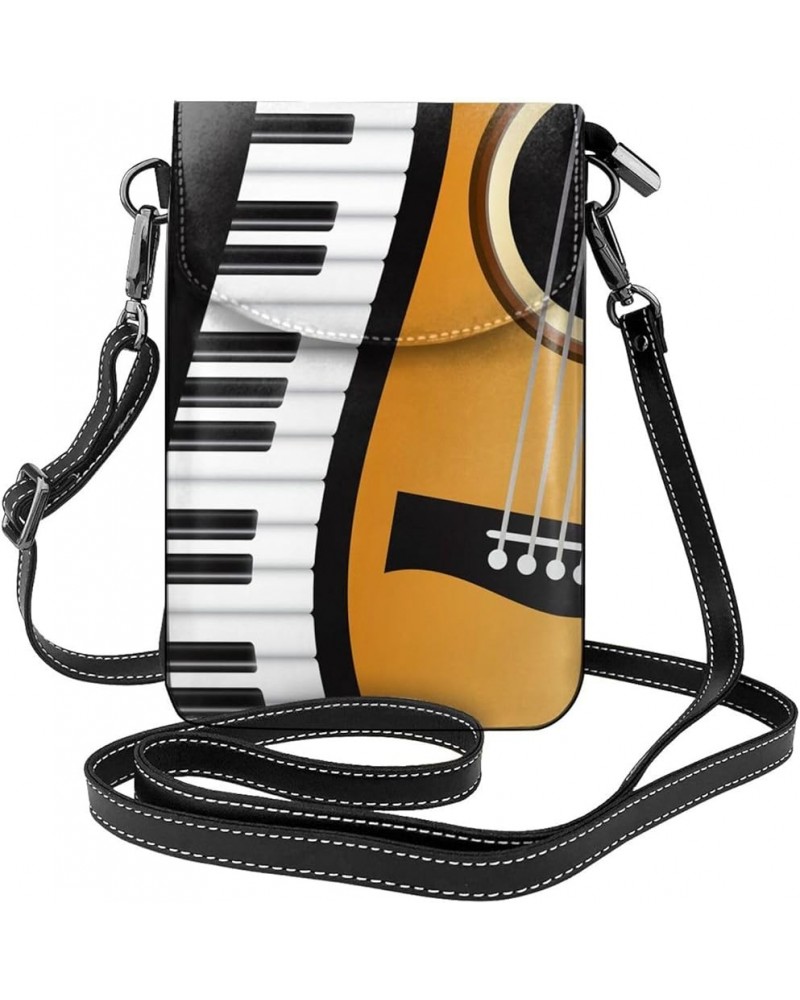 Small Crossbody Phone Bags for Women Leather Cell Phone Purse Lightweight Cell Phone Wallet Piano Keyboards Guitar $18.90 Cro...