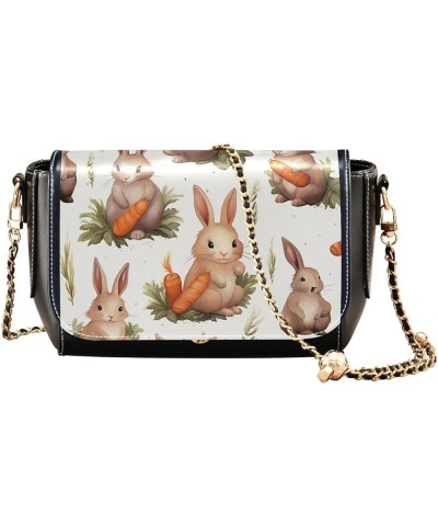 Panda Bears Jumping over Rainbows Women Crossbody Bags Clutch Purse with Strap Soft Leather Handbags Rabbits With Carrots $17...