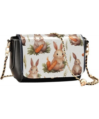 Panda Bears Jumping over Rainbows Women Crossbody Bags Clutch Purse with Strap Soft Leather Handbags Rabbits With Carrots $17...